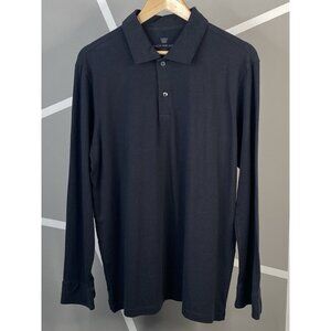 Mack Weldon Long Sleeve Charcoal Gray Solid Polo Cuffed Shirt Men's Sz L Stretch